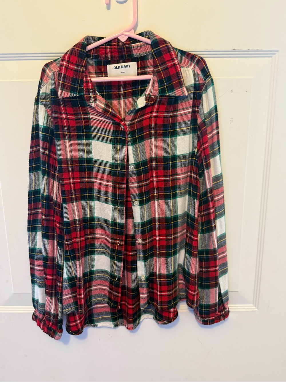 Old Navy Red Green White Plaid Button-Down Shirt